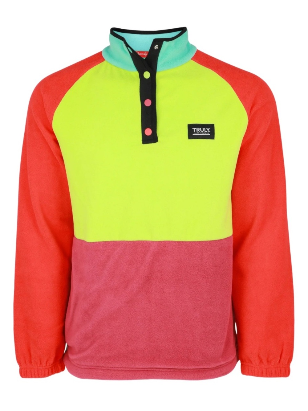 TRULY 1/4 SNAP FLEECE PULLOVER L NWT  Hard Seltzer Pocket Shinesty Colorblock